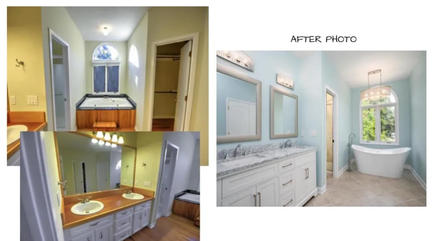 Bathroom Facelift: Primary bathroom before and after