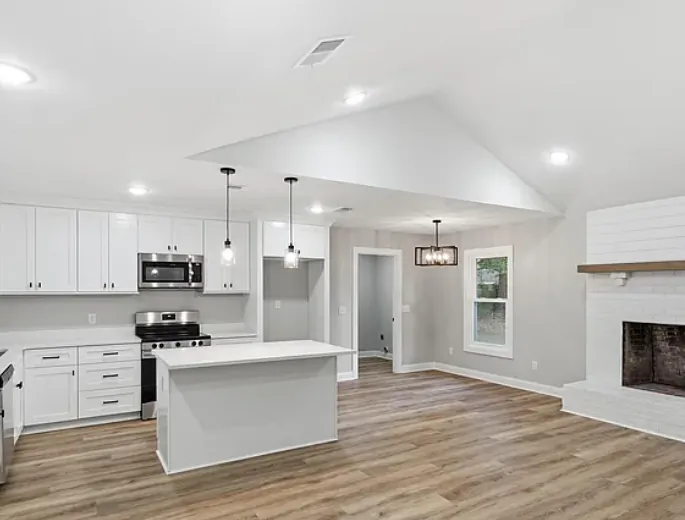 Charleston County Housing Project: Open kitchen and living area