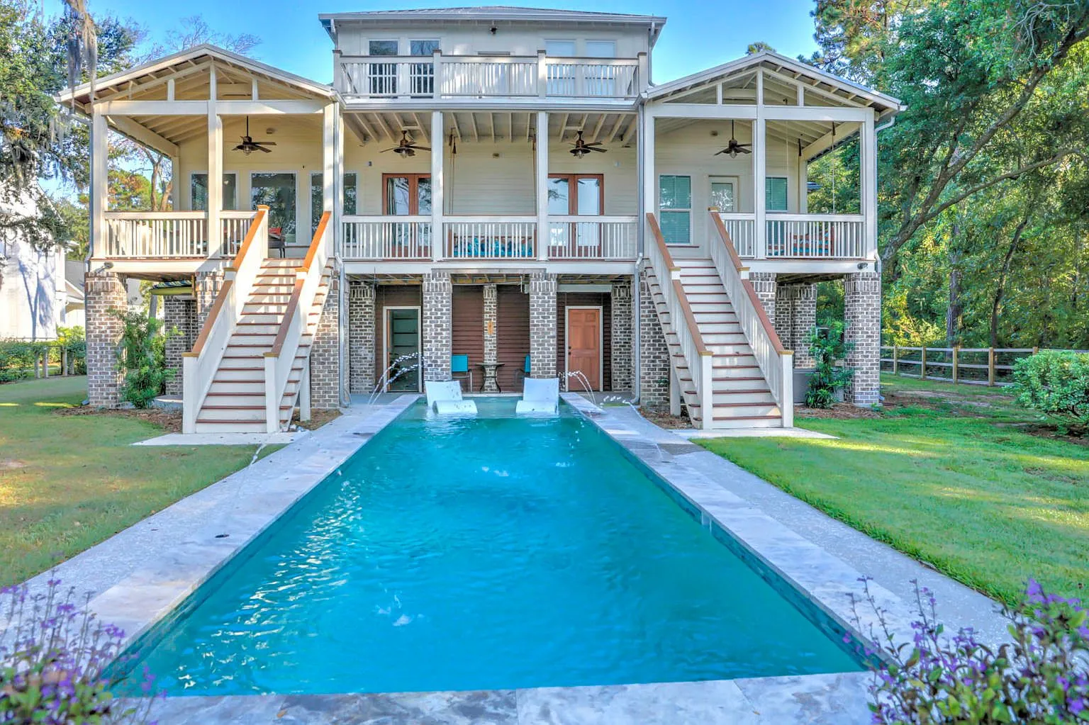 Pinefield Drive: Rear elevation and pool