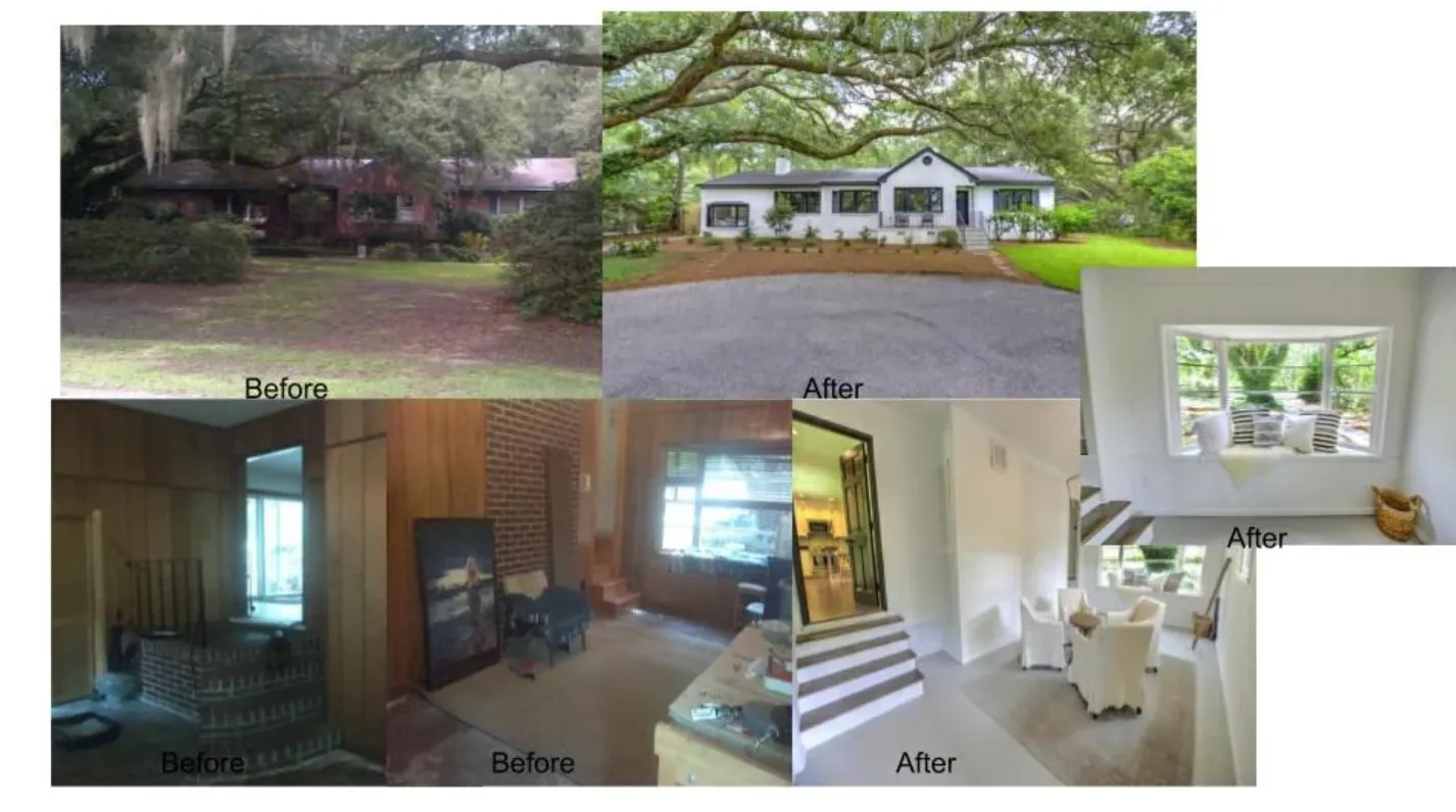 Wappoo Road Project: Exterior before and after